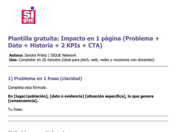 Vista previa de la herramienta: Impacto en 1 página